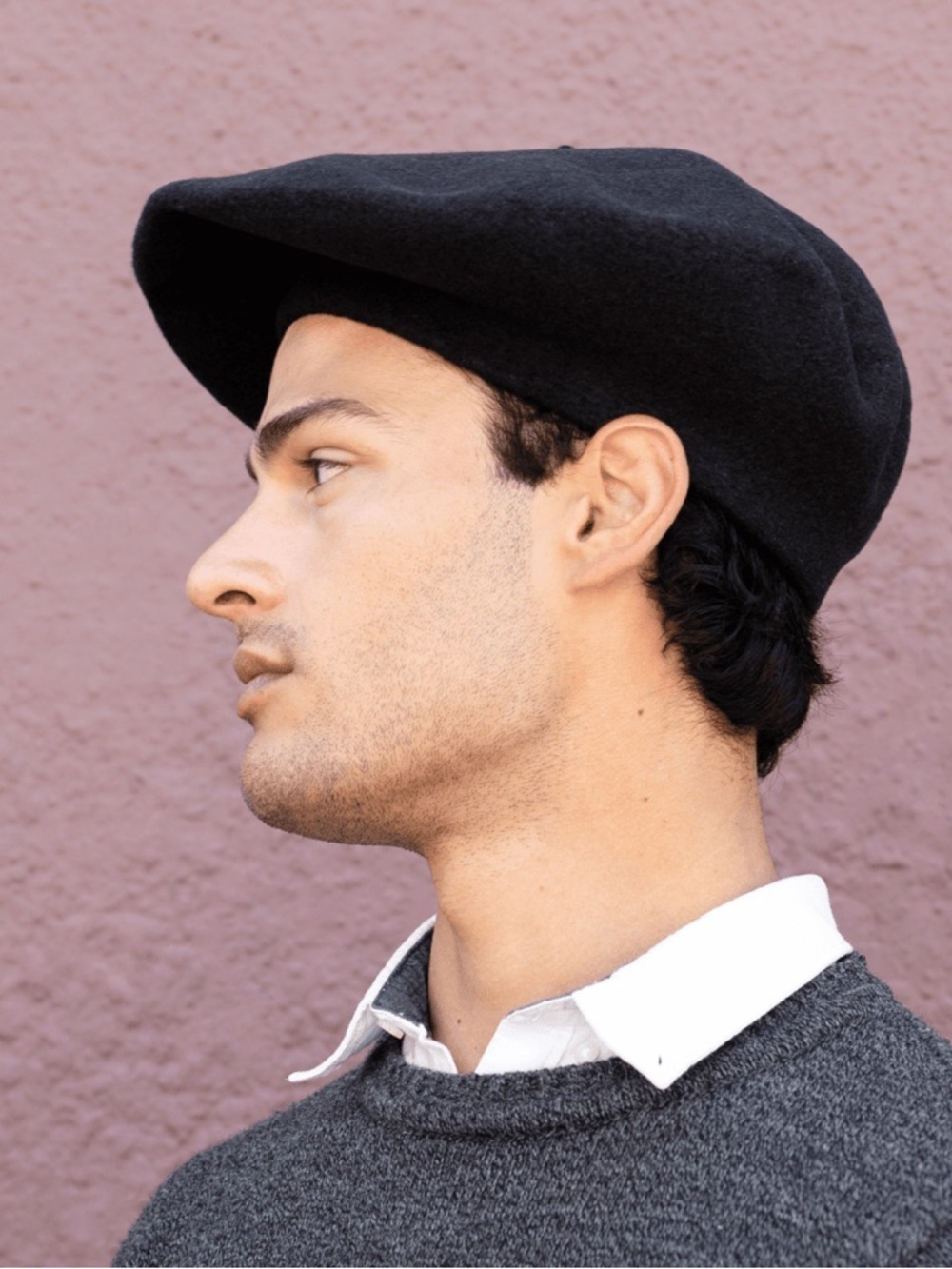 Black Men's Wool Newsboy Cap